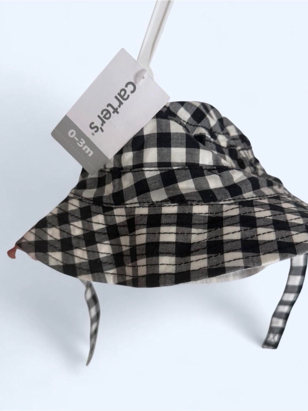 Carter's Black and White Gingham Baby Sun Hat with Ties